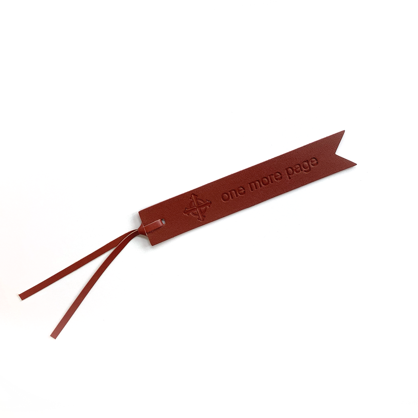 Brown Leather Bookmark - "One more page"
